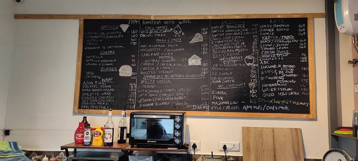 Kantina, Kodaikanal menu