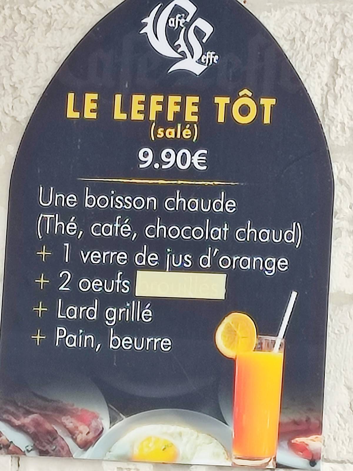 Menu de Café Leffe La Rochelle