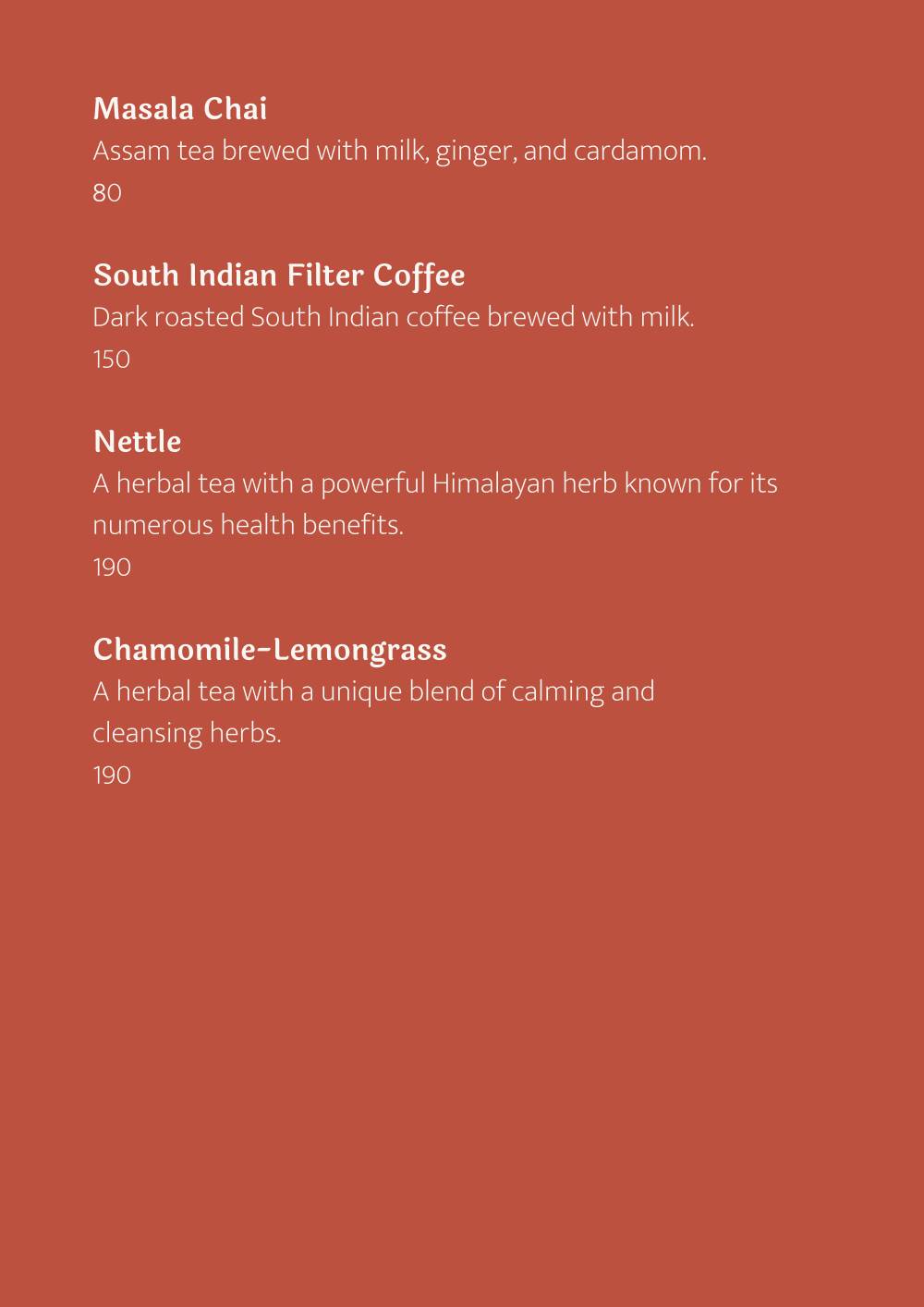 Cafe Lota menu