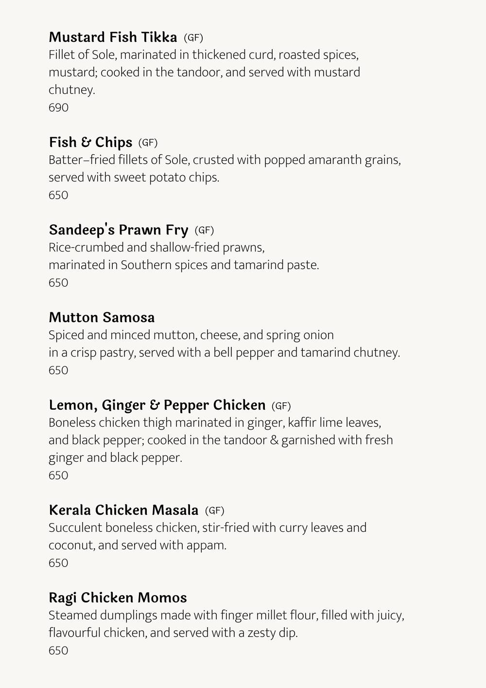 Cafe Lota menu