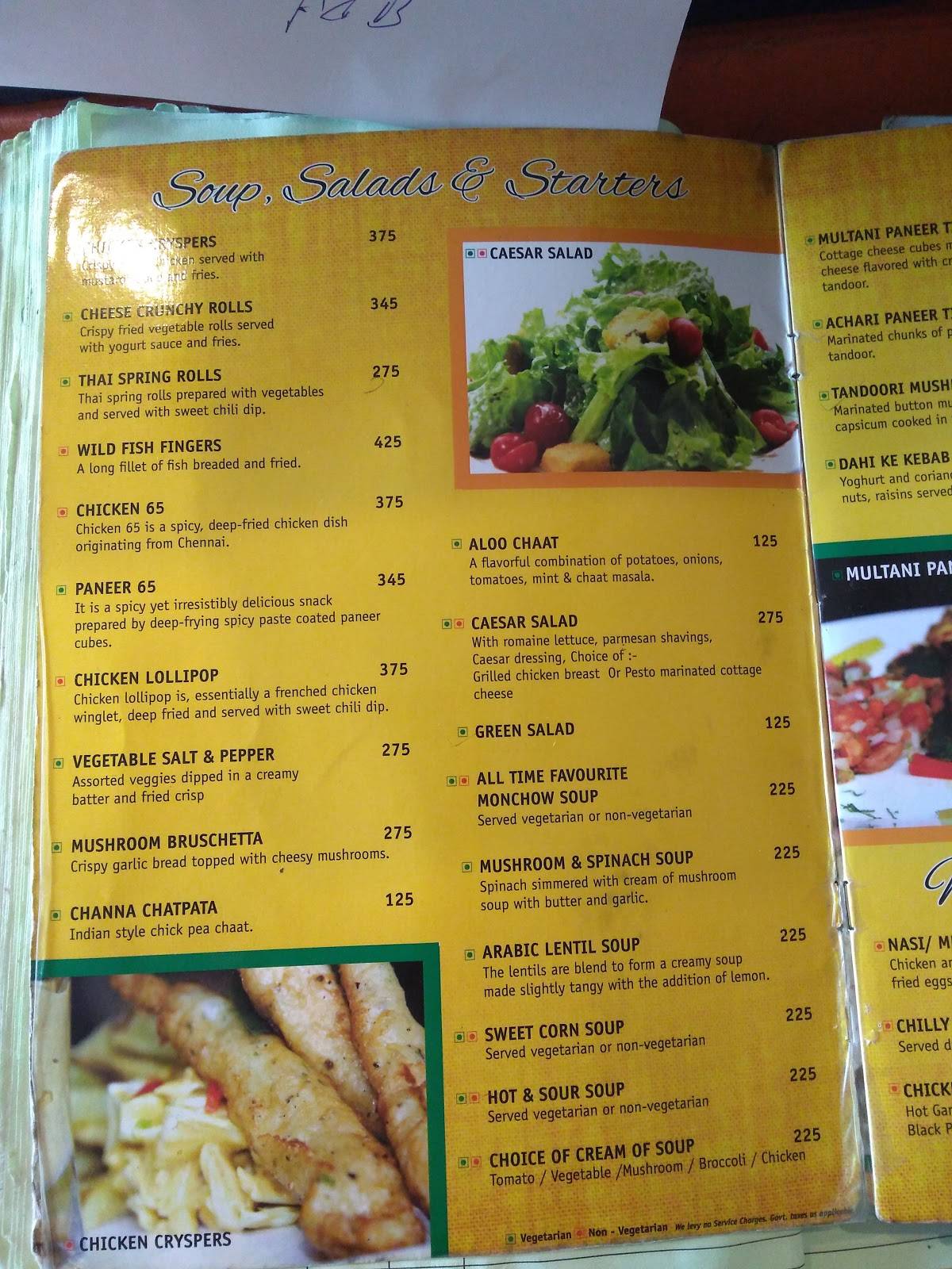 Cafe Pacific menu