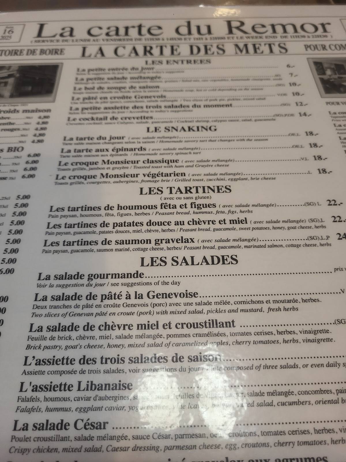 Menu di Café Remor 