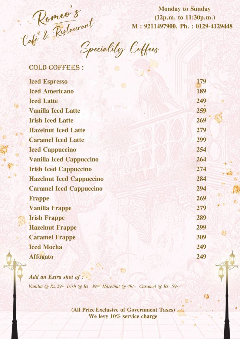 Romeo's Cafe & Restaurant menu