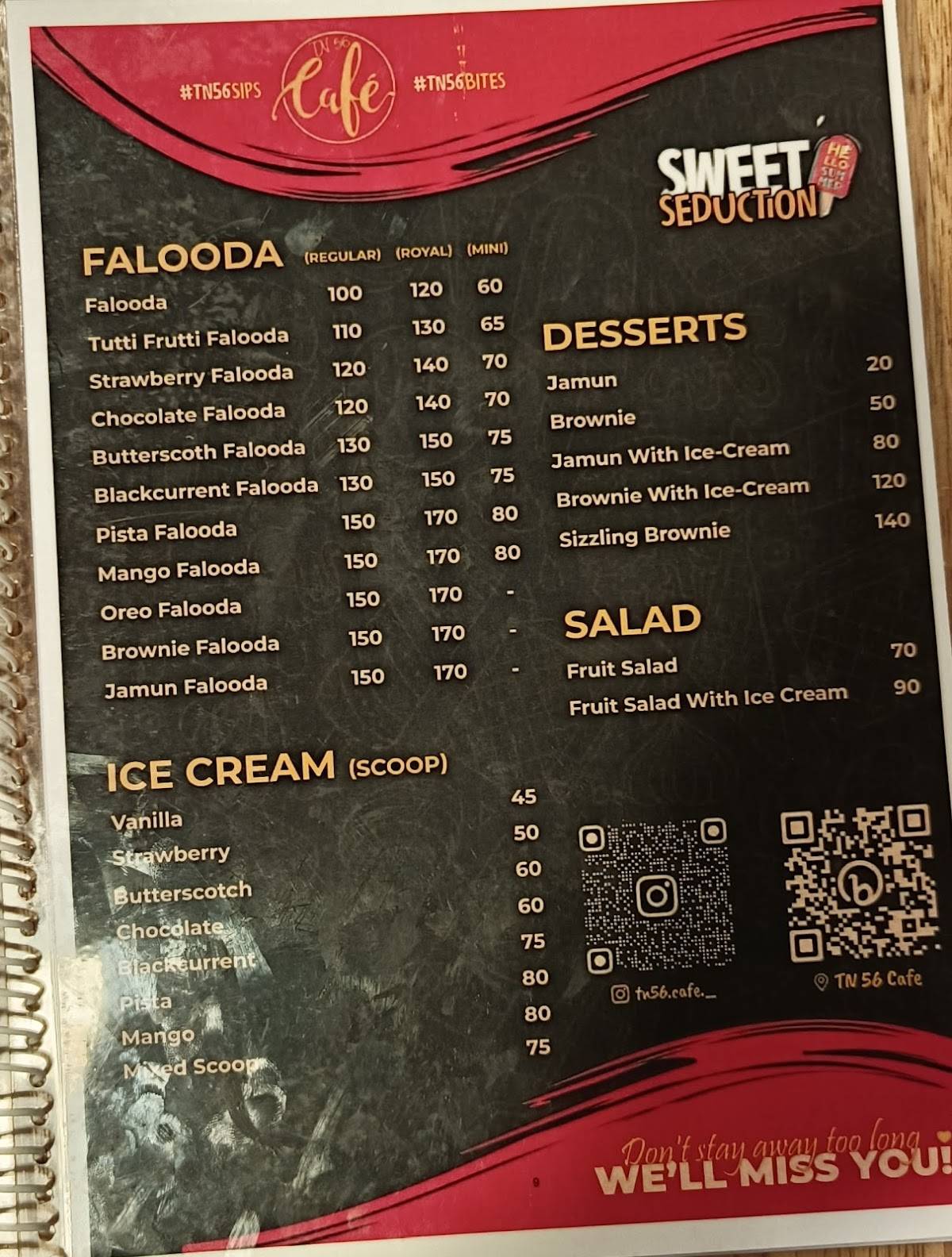 TN56 Cafe menu
