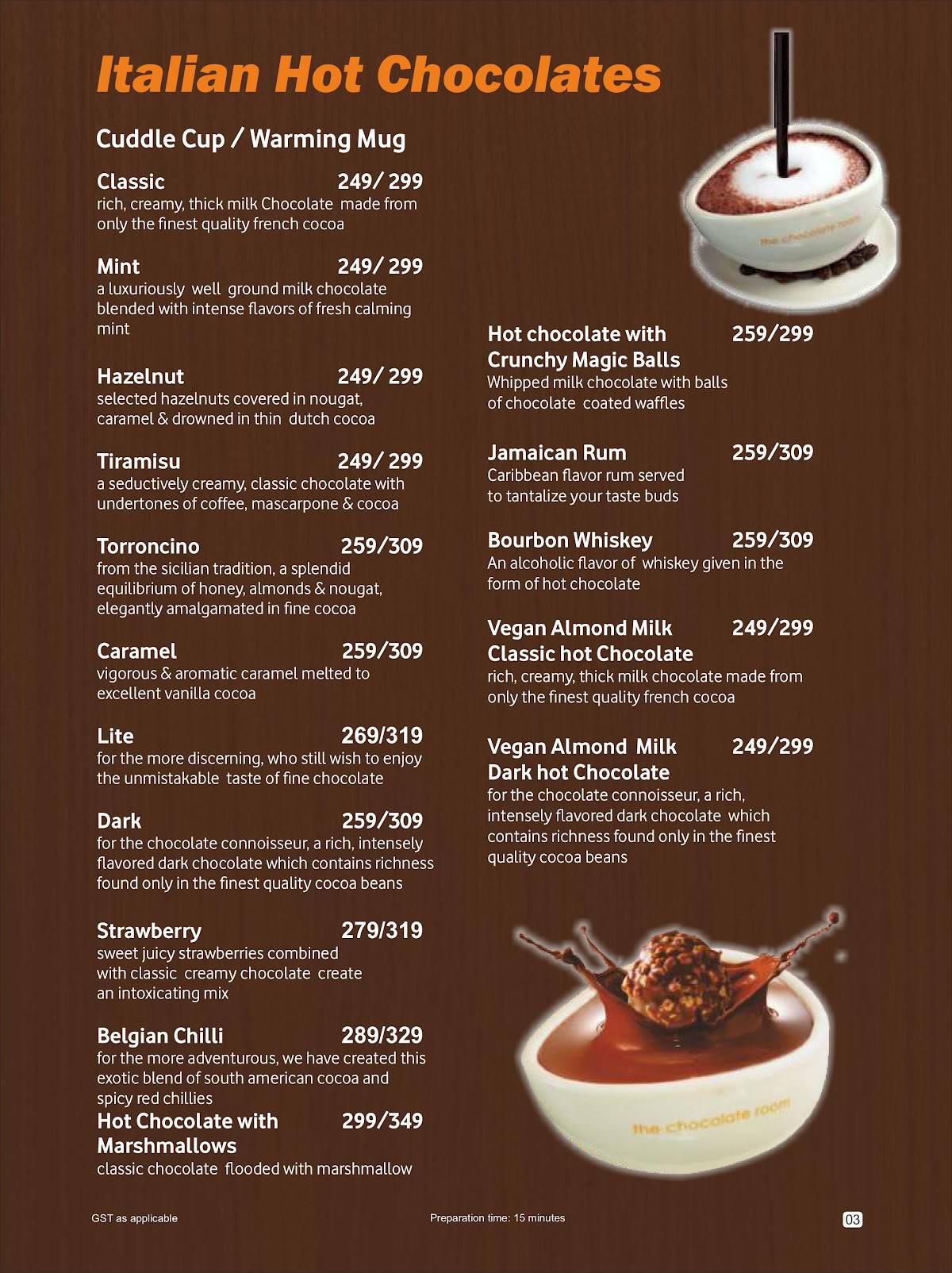 The Chocolate Room Mohali menu