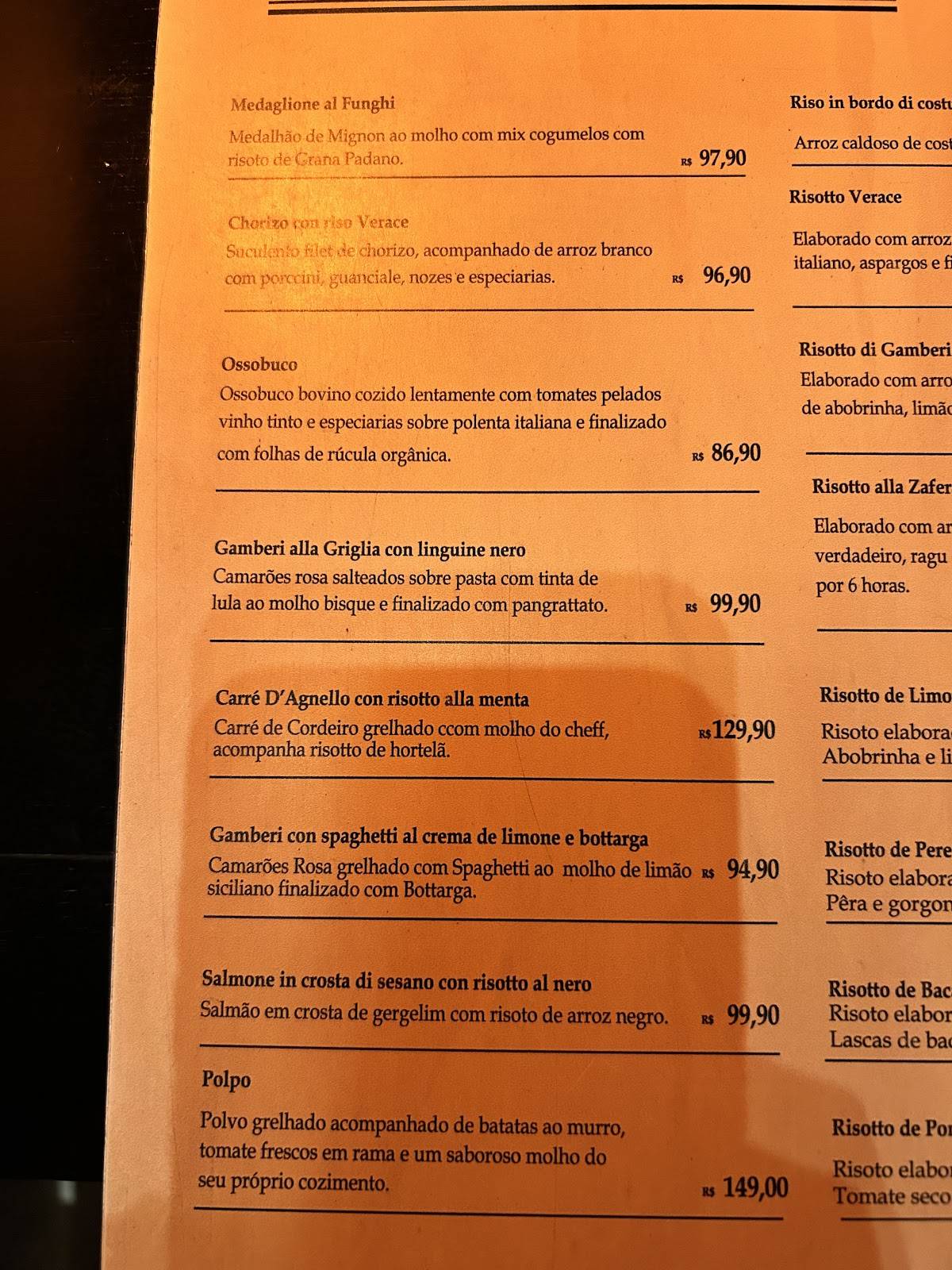 Verace Empório & Panetteria cardápio