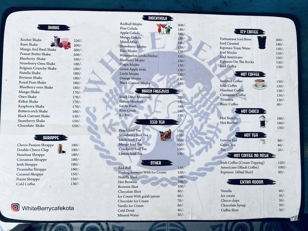 White berry cafe menu