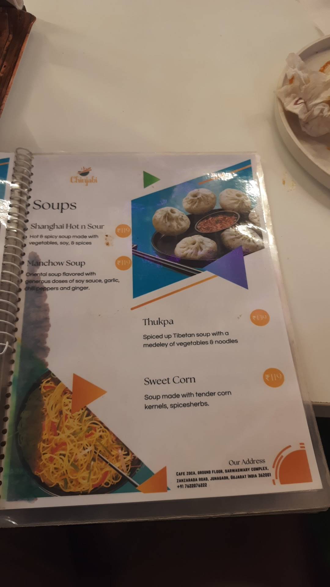 ZOCA Café menu