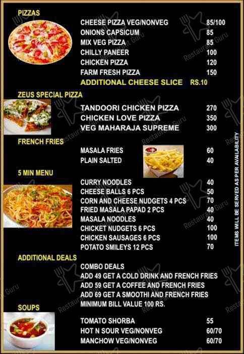 Zeus menu