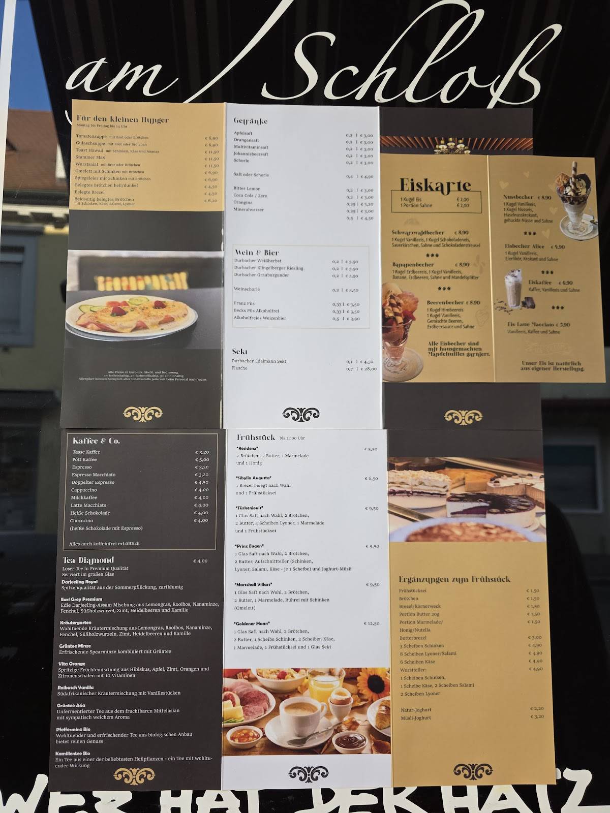 Menu de Café am Schloss