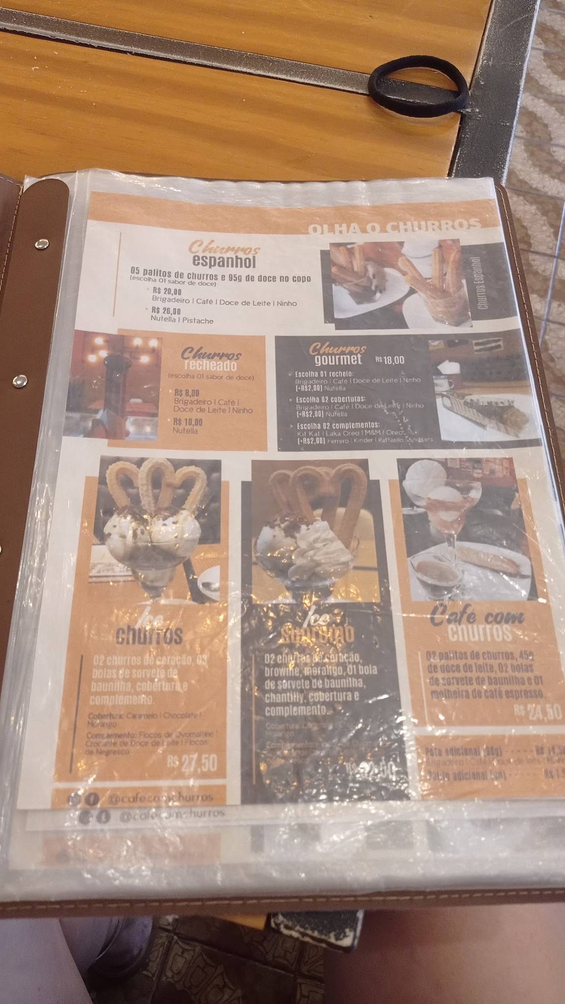 Café com Churros cardápio