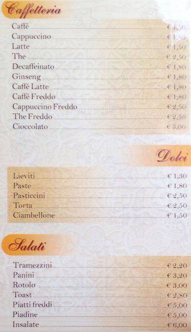 Menu di Caffè Chamonix 