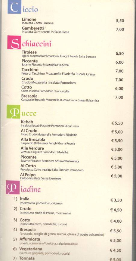 Menu di Caffè Napoli 