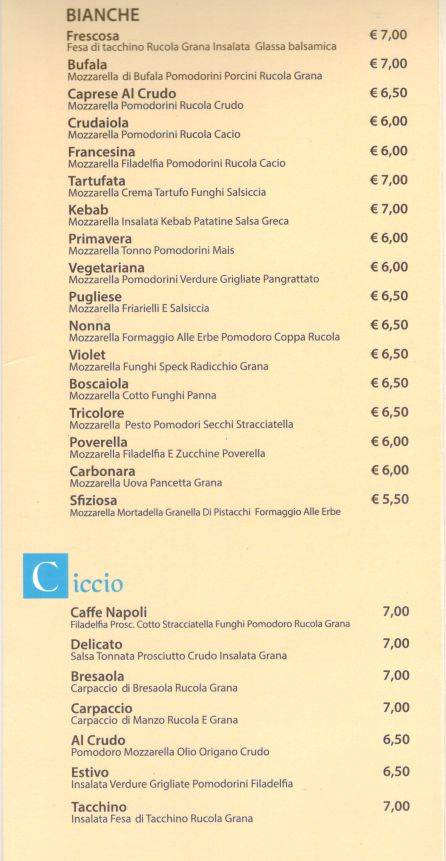 Menu di Caffè Napoli 