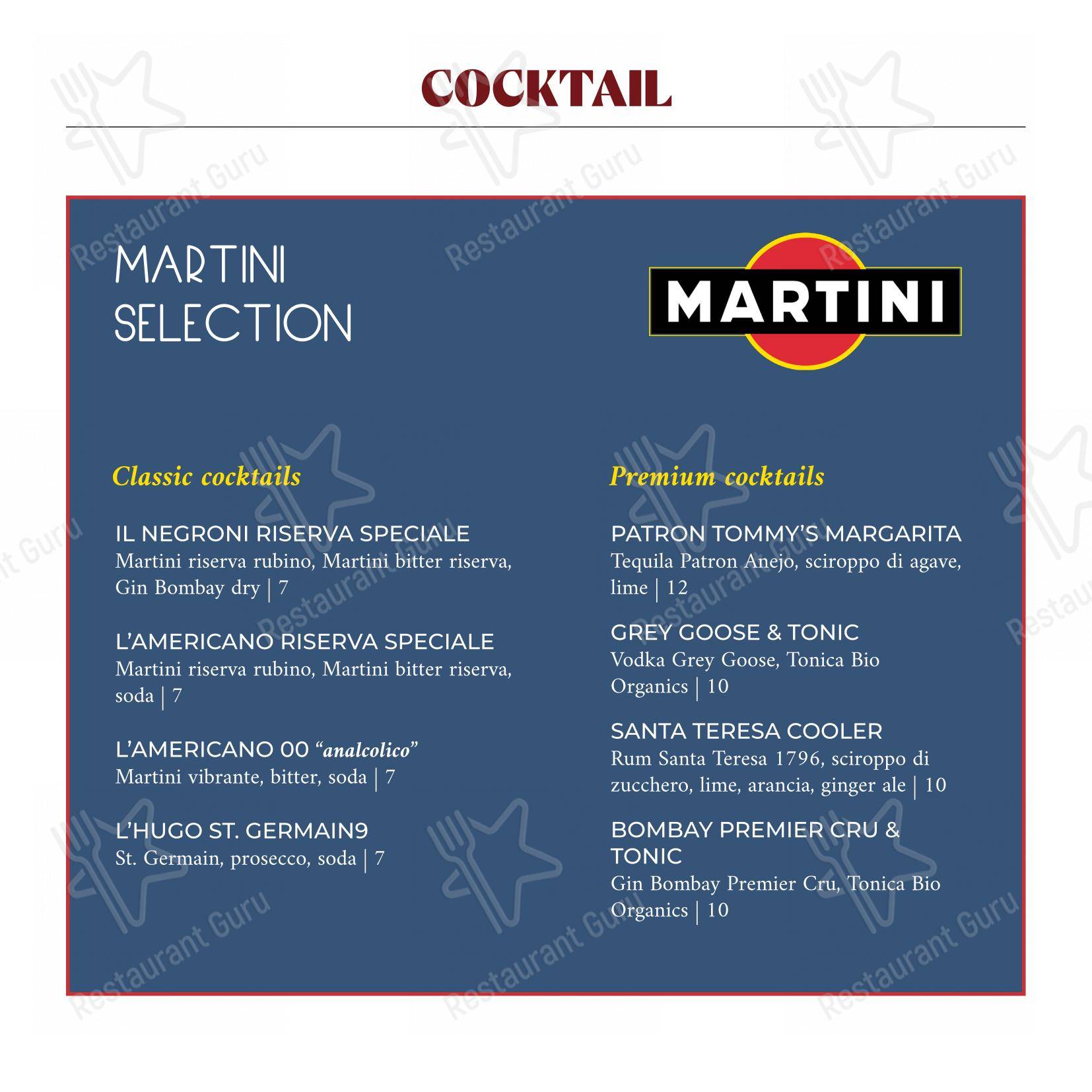 Menu di Osteria Roma - Основное меню