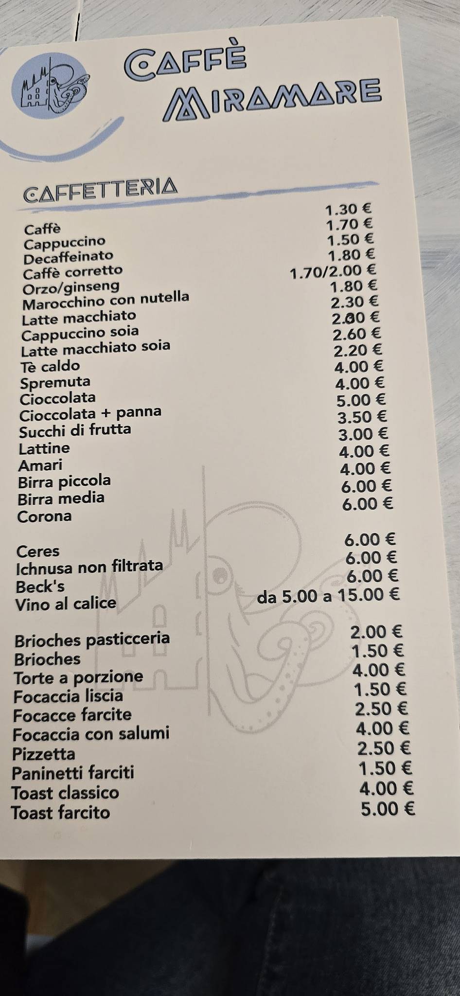 Menu di Caffè miramare 