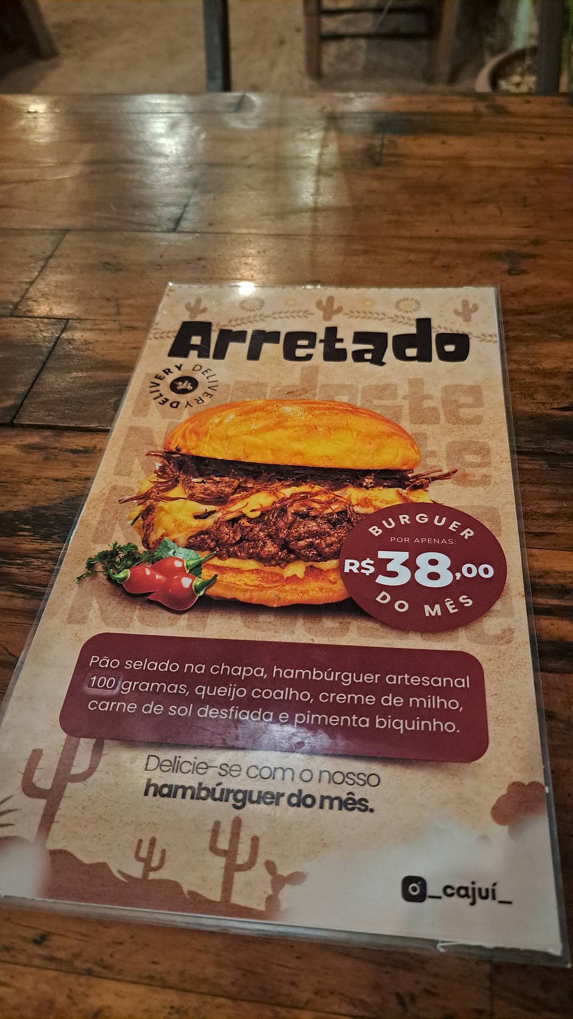 Cajuí cardápio