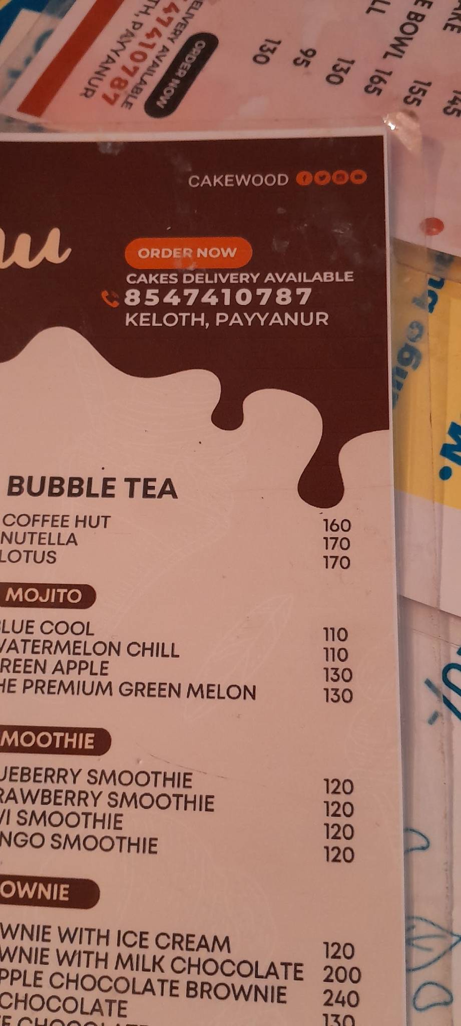 Cake Wood - The best top cake shop menu