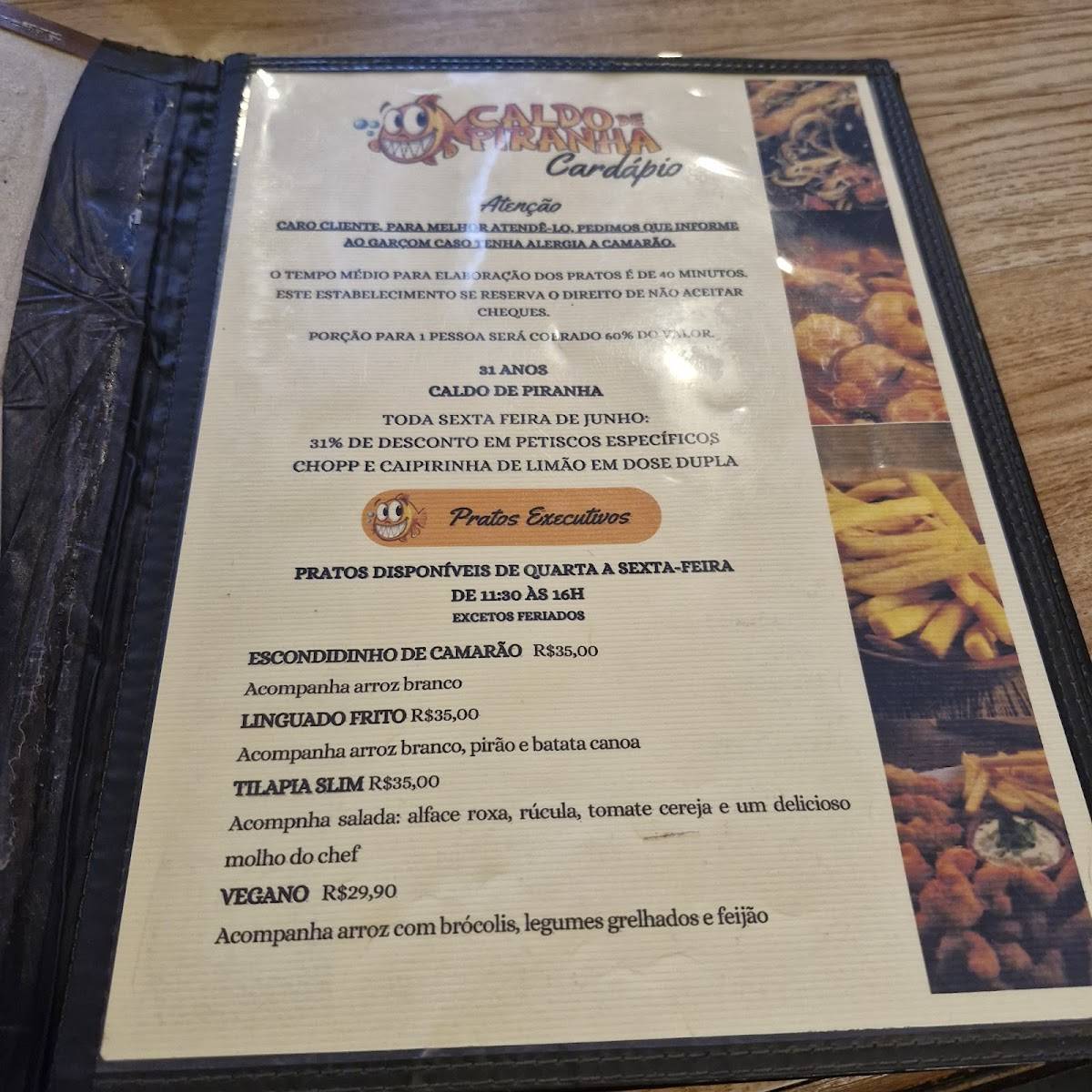 Caldo de Piranha Bar e Restaurante cardápio