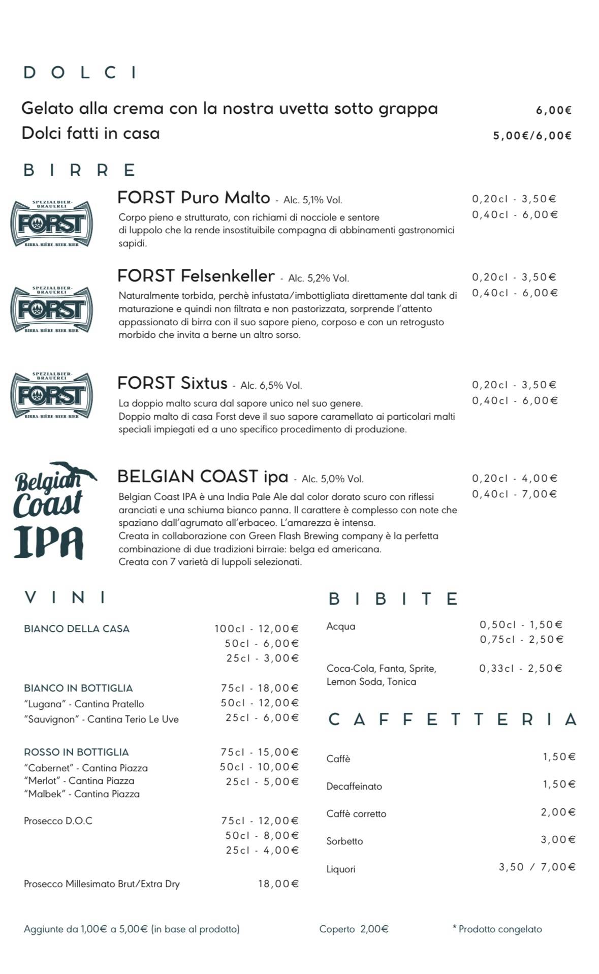 Menu di Calicò 