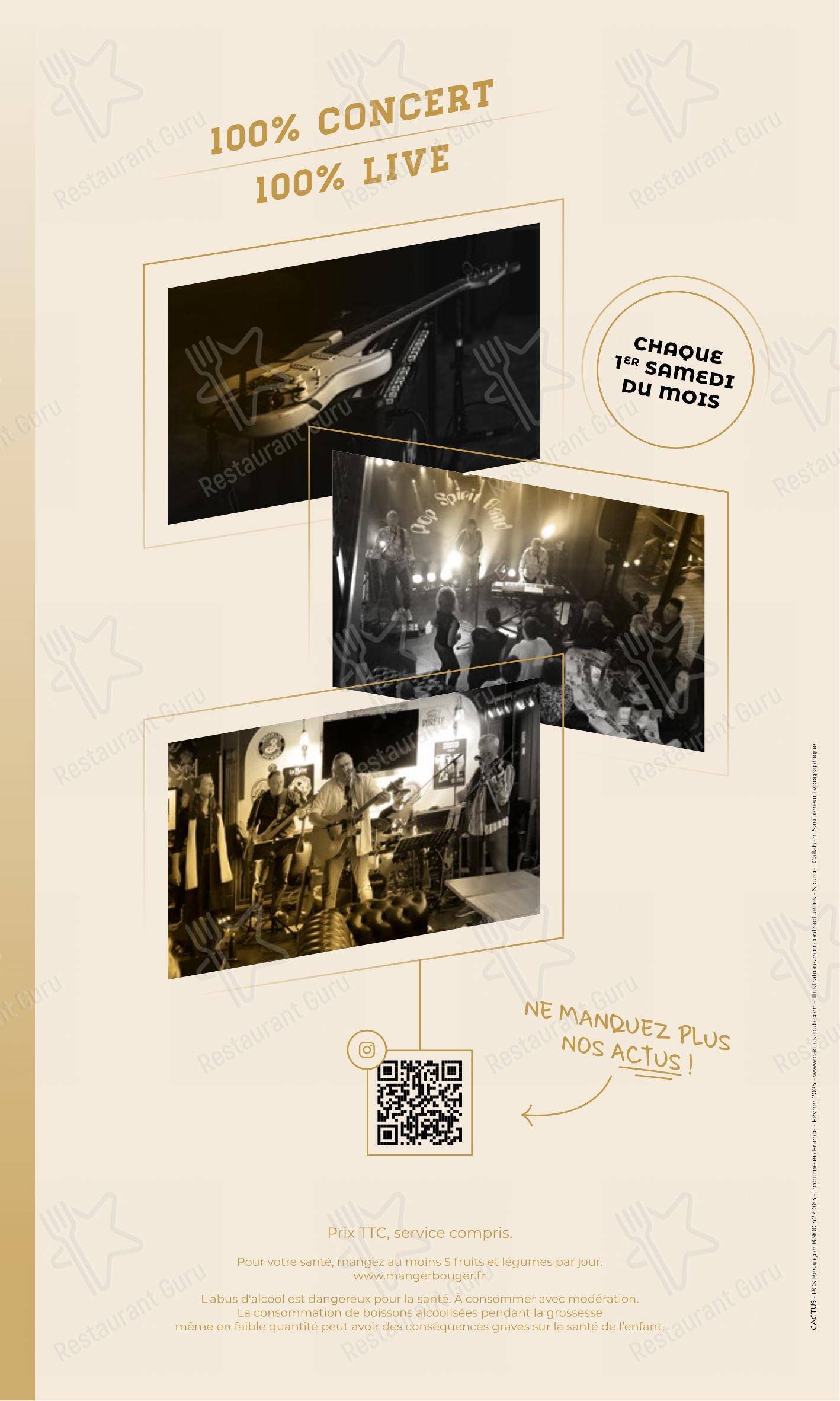 Menu pour Callahan Pub & Brasserie Besançon - Menu