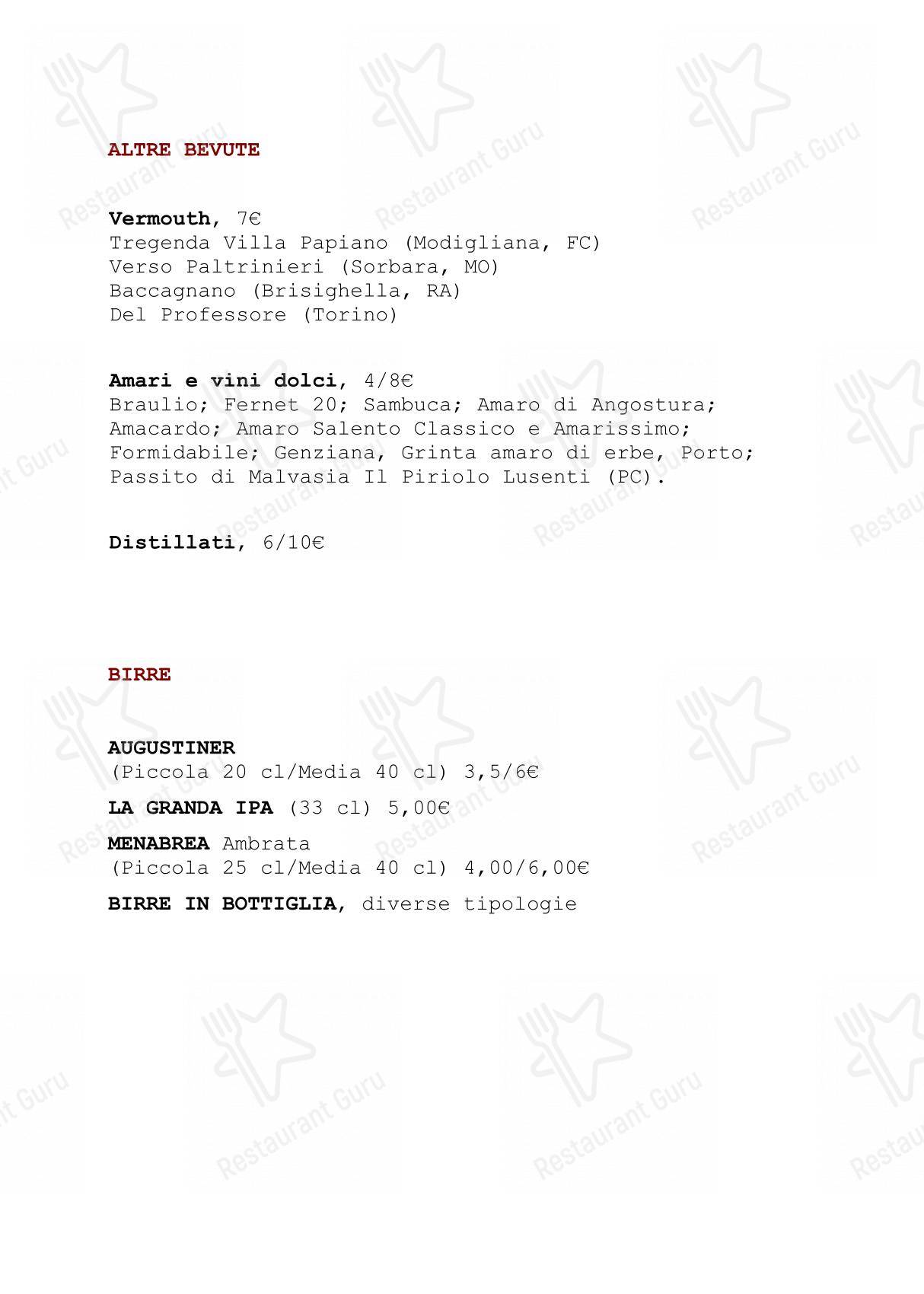 Menu di Camera A Sud - Menu