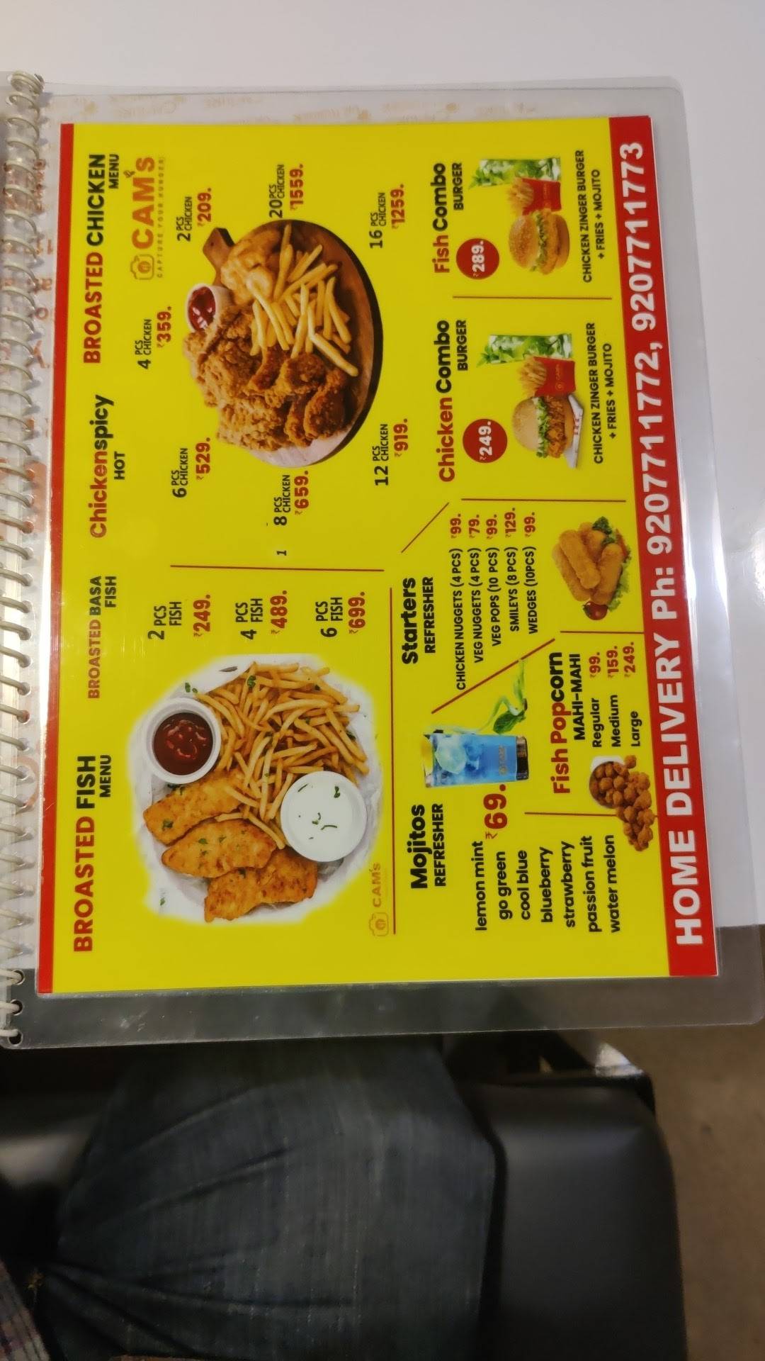Cams Bakery & Restaurant menu