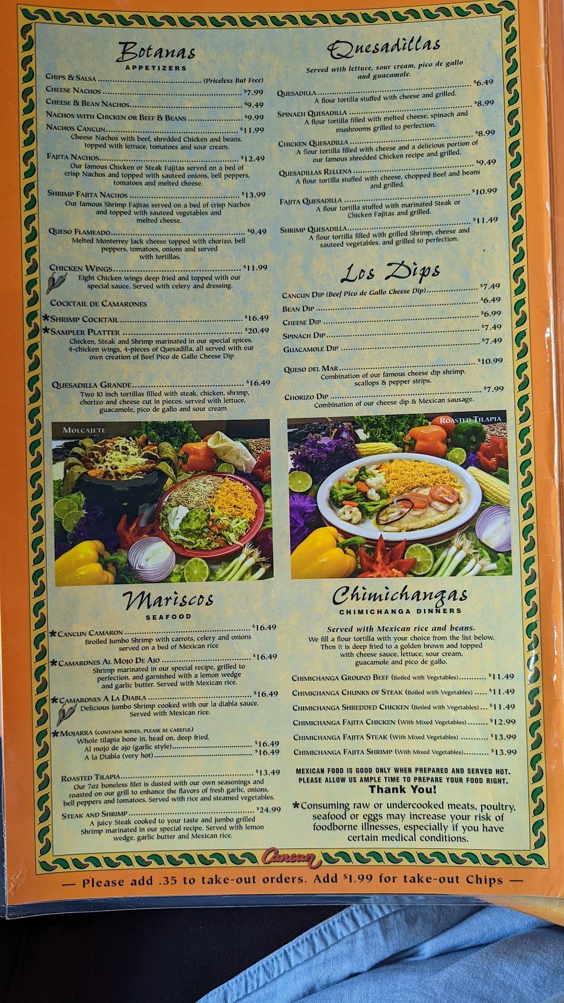 Menu at Cancun Mexican Grill & Bar, Sevierville