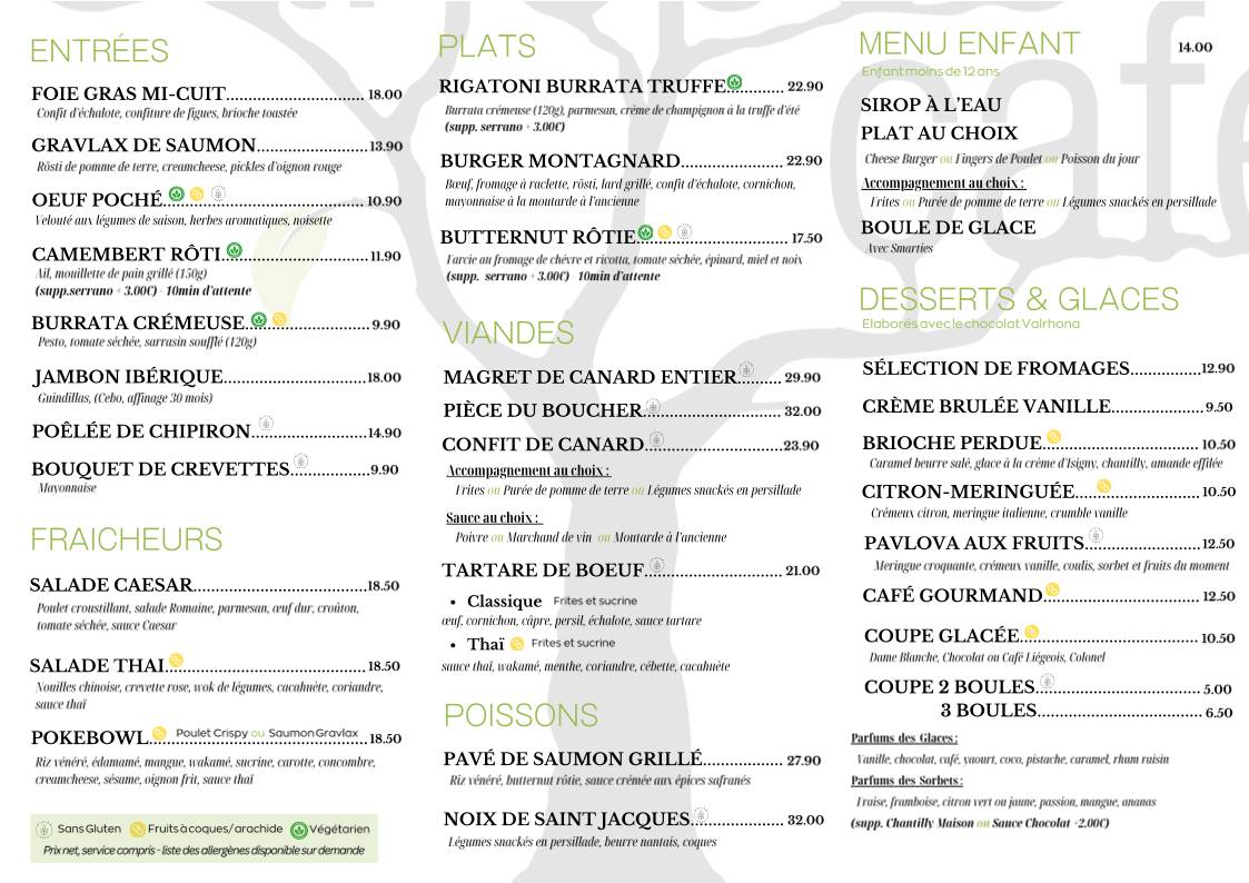 Menu de Restaurant Canopée Café Mérignac