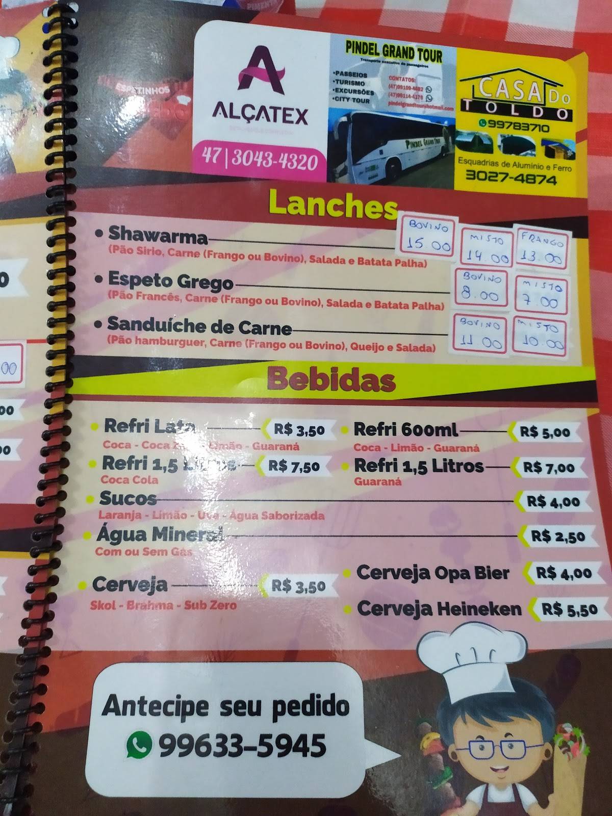 Cantinho do Dédo cardápio