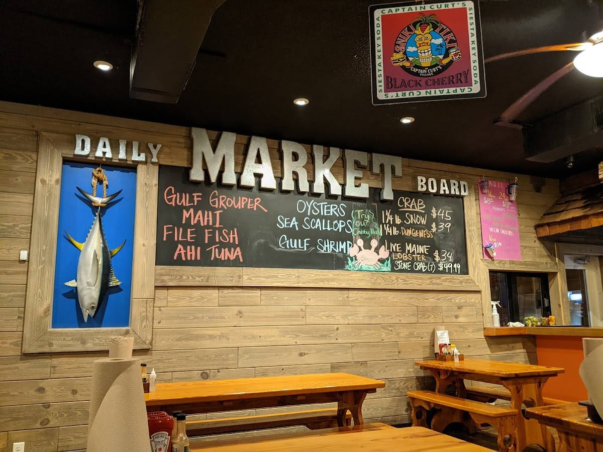 Menu at Captain Curt's Crab & Oyster Bar, Sarasota, Old Stickney Point Rd