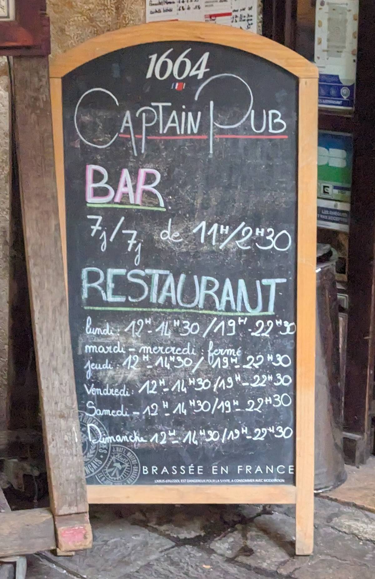 Menu de Captain Pub
