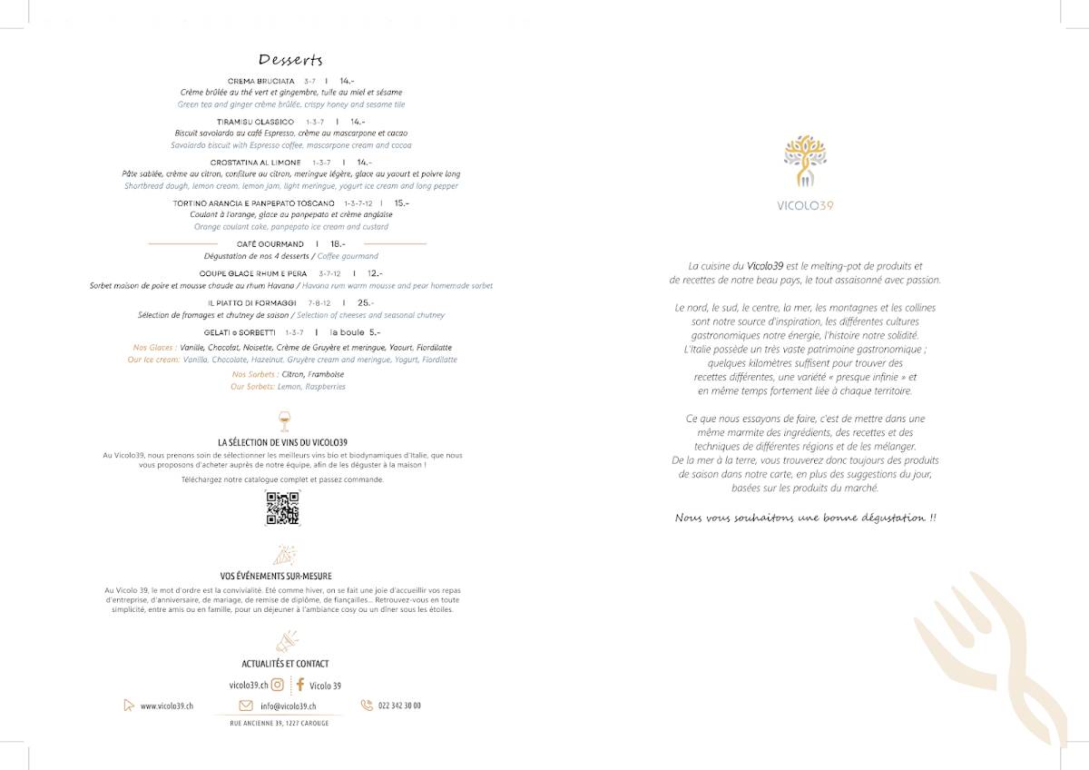 Menu di Vicolo39 