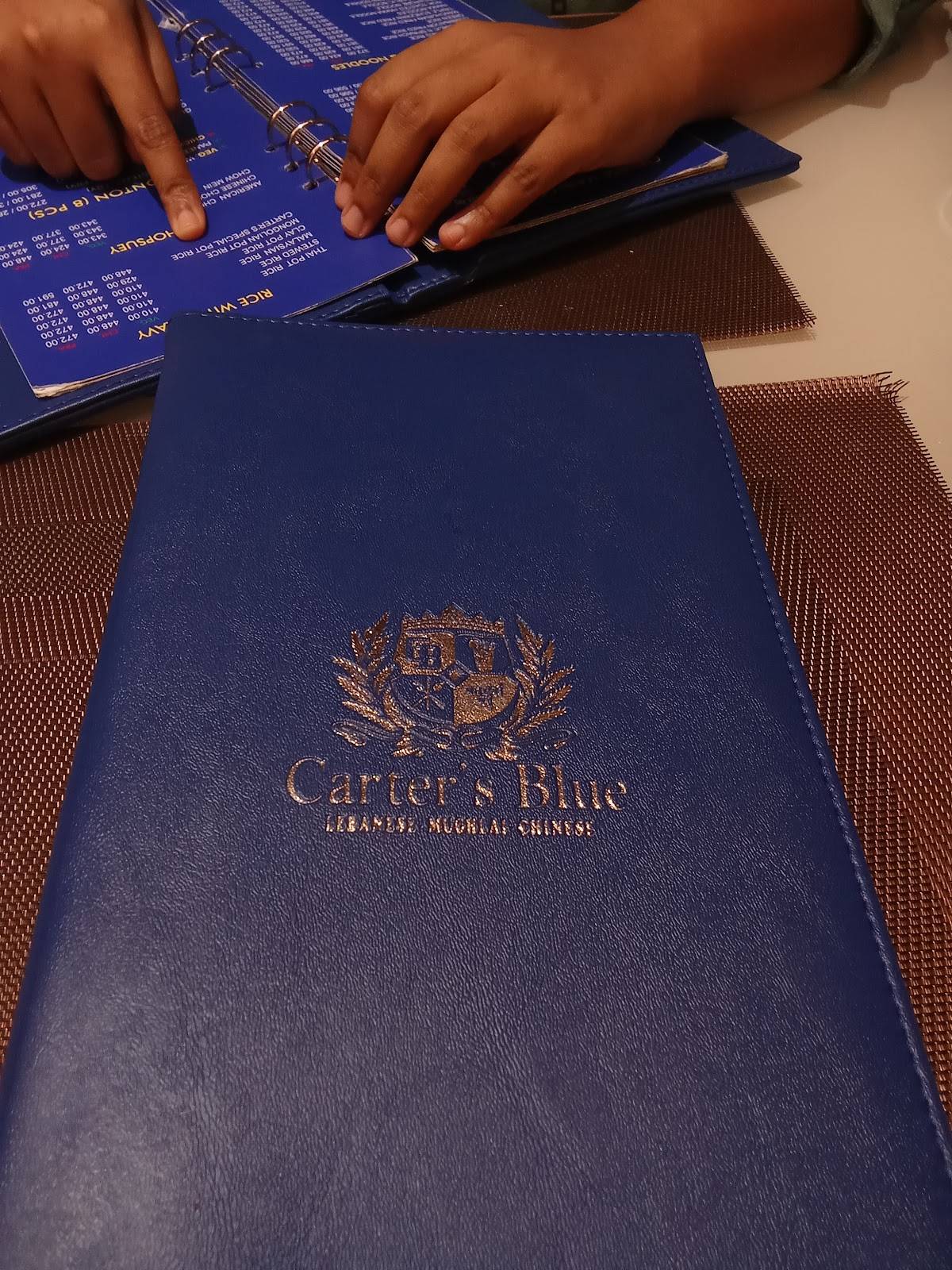 Carter's Blue menu