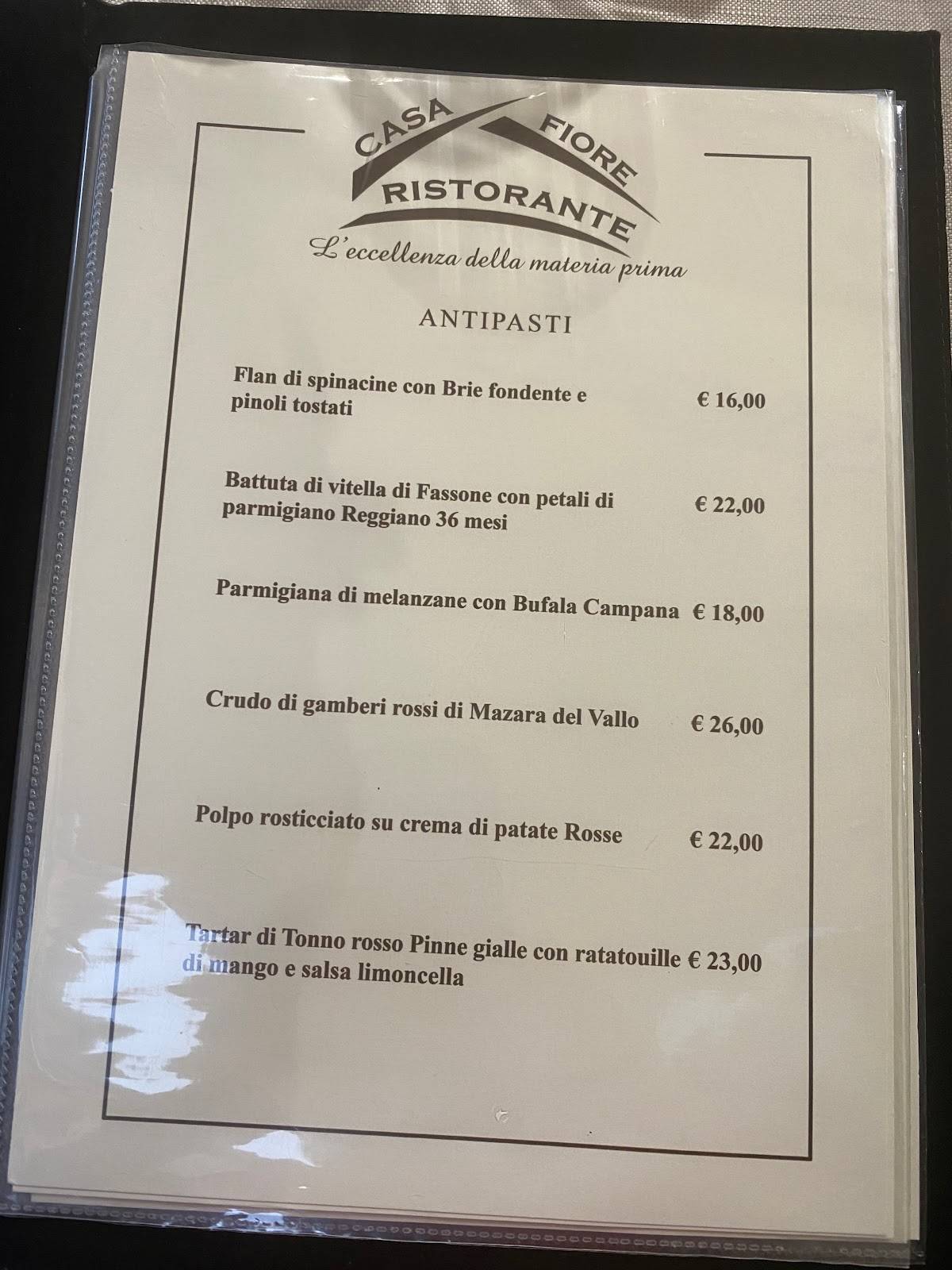 Menu di Casa Fiore 