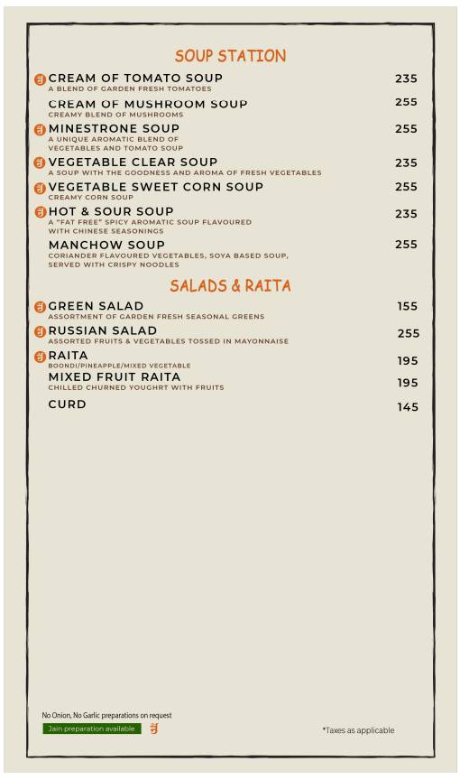 Casa Kitchen menu