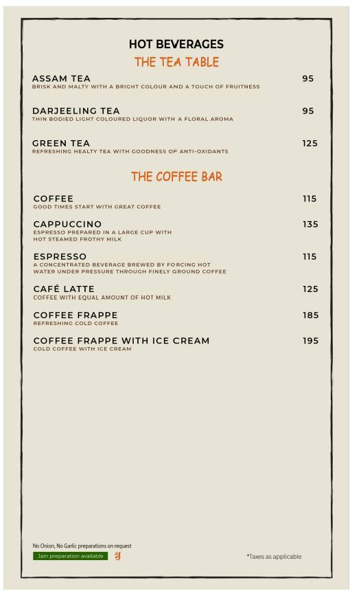Casa Kitchen menu