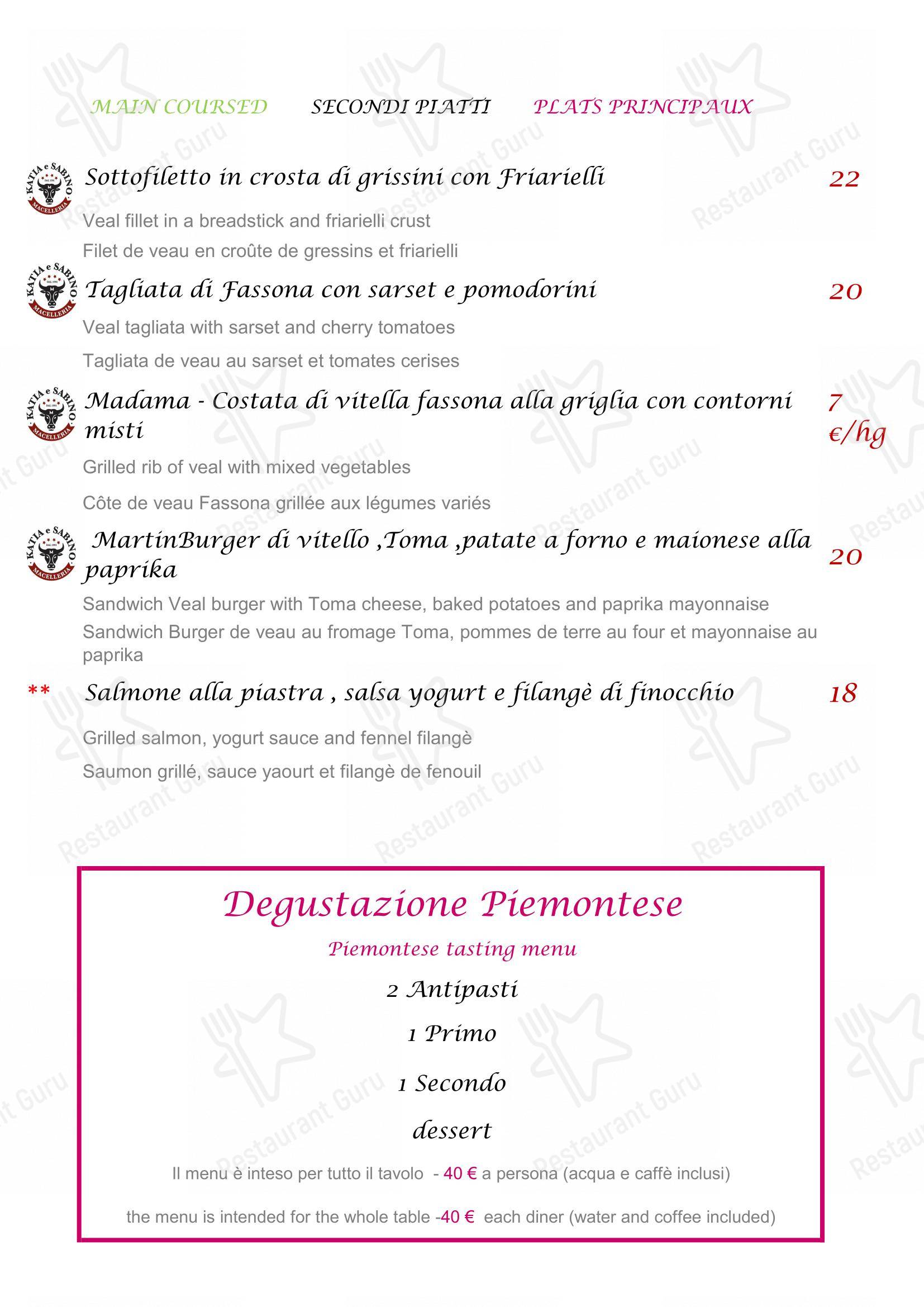 Casa Martin Ristorante Piemontese in Centro a Torino in Torino - Menu bar