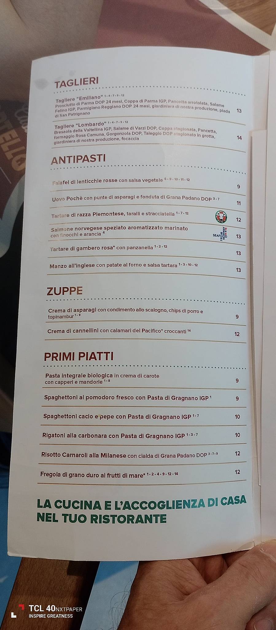 Menu de Casa Portello