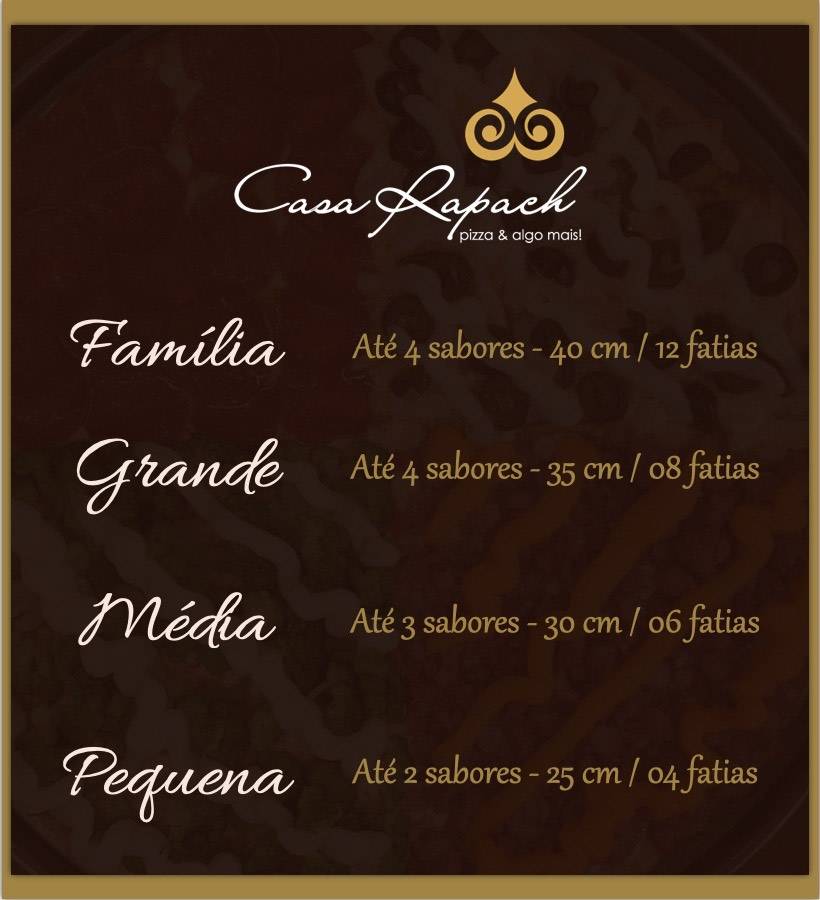 Pizzaria Casa Rapach cardápio