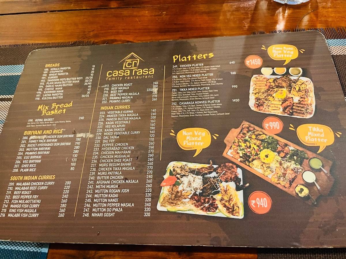 Casa Rasa menu