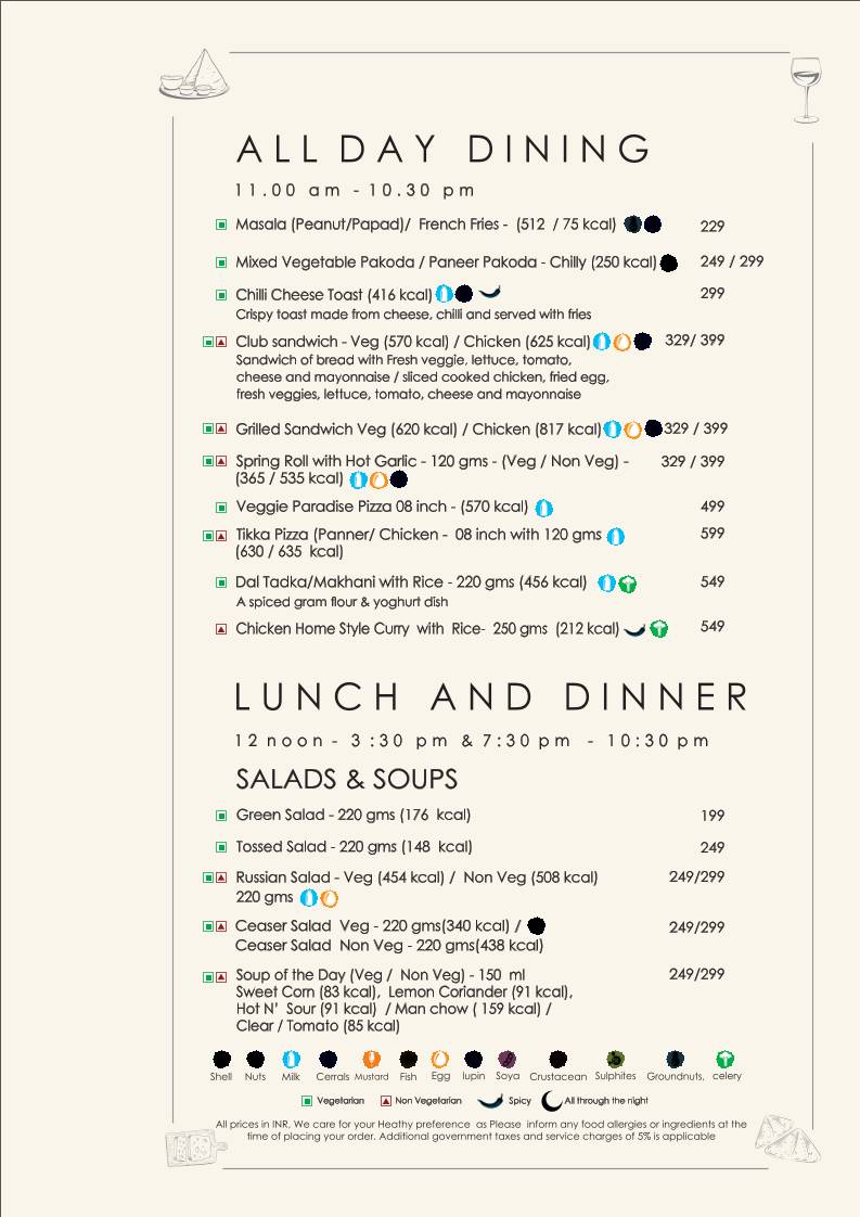 Casa Varca menu