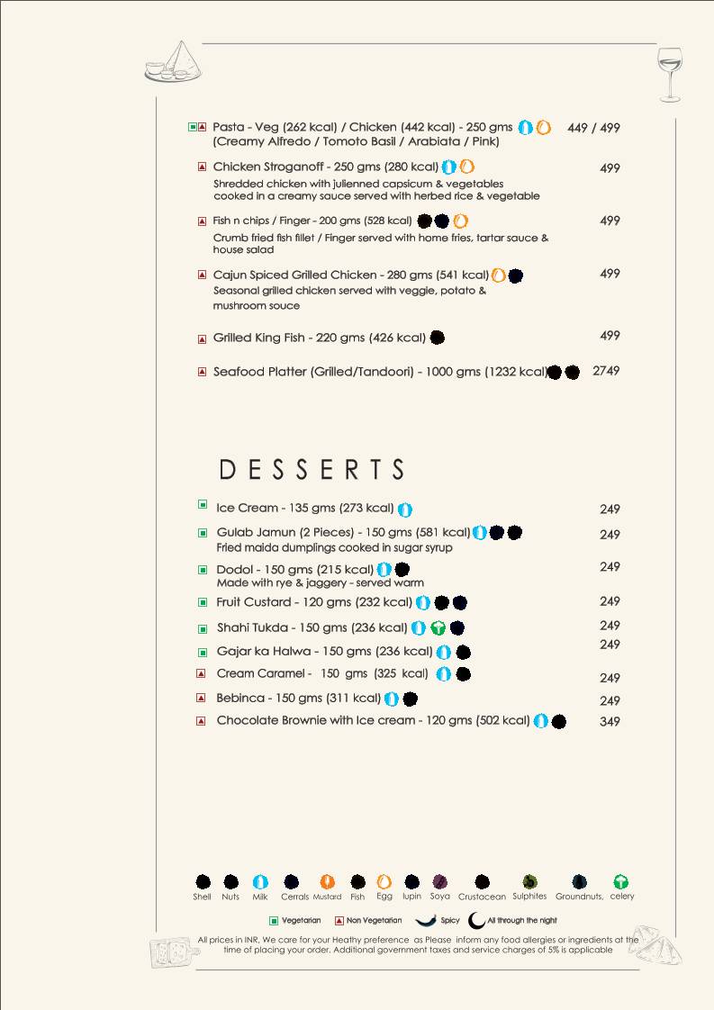 Casa Varca menu