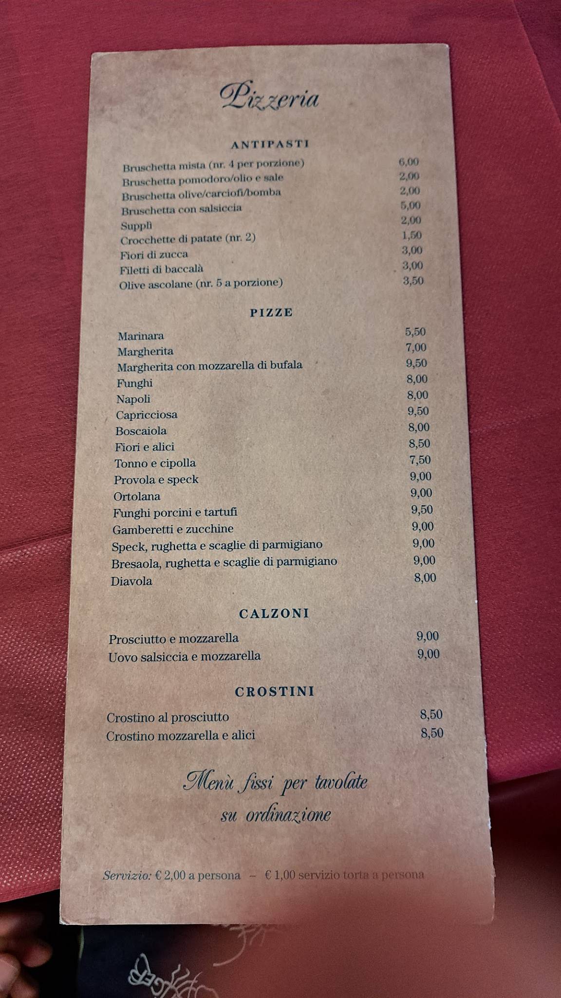 Menu di Casale Federici 