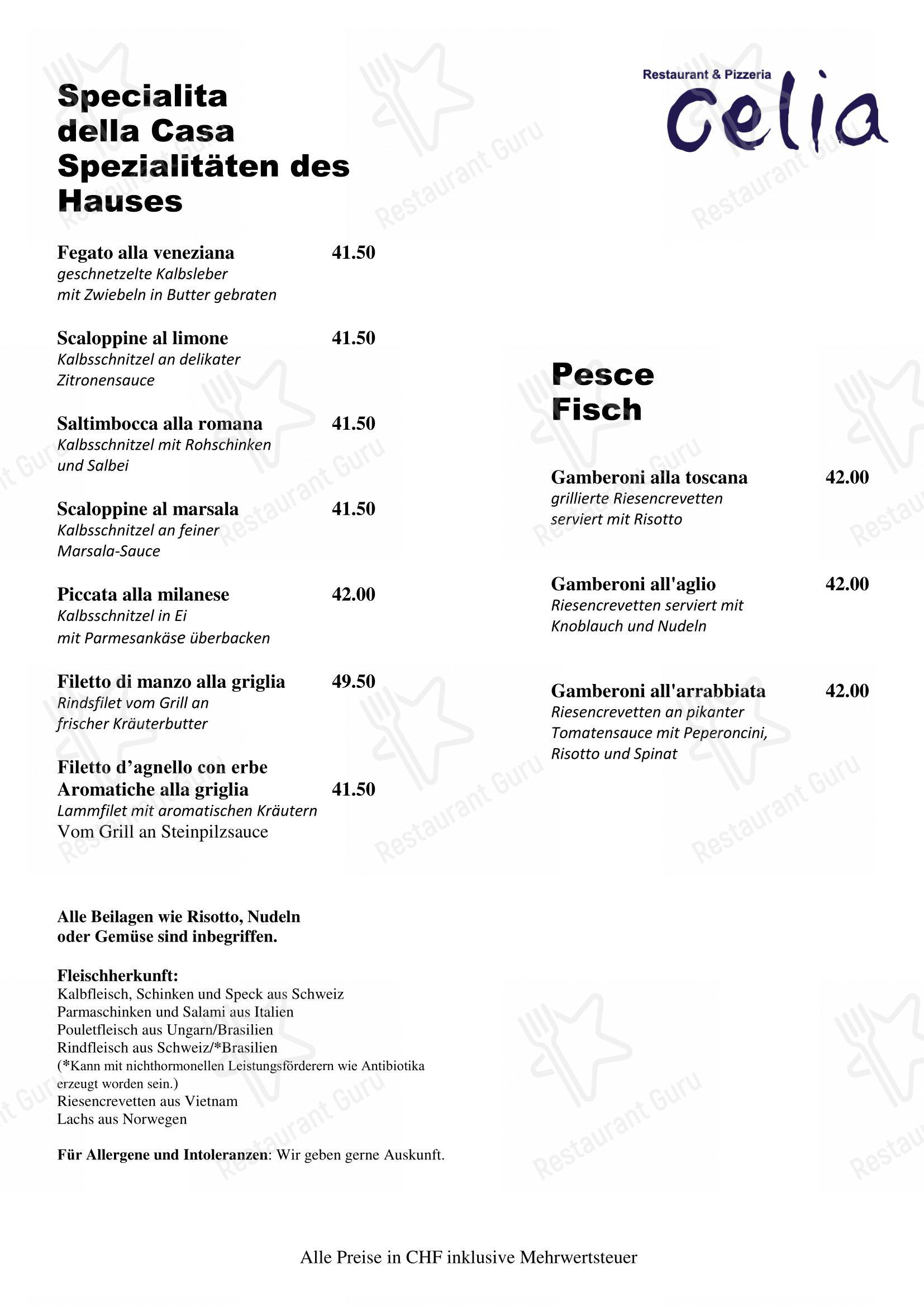 Menu per Celia in Zurigo