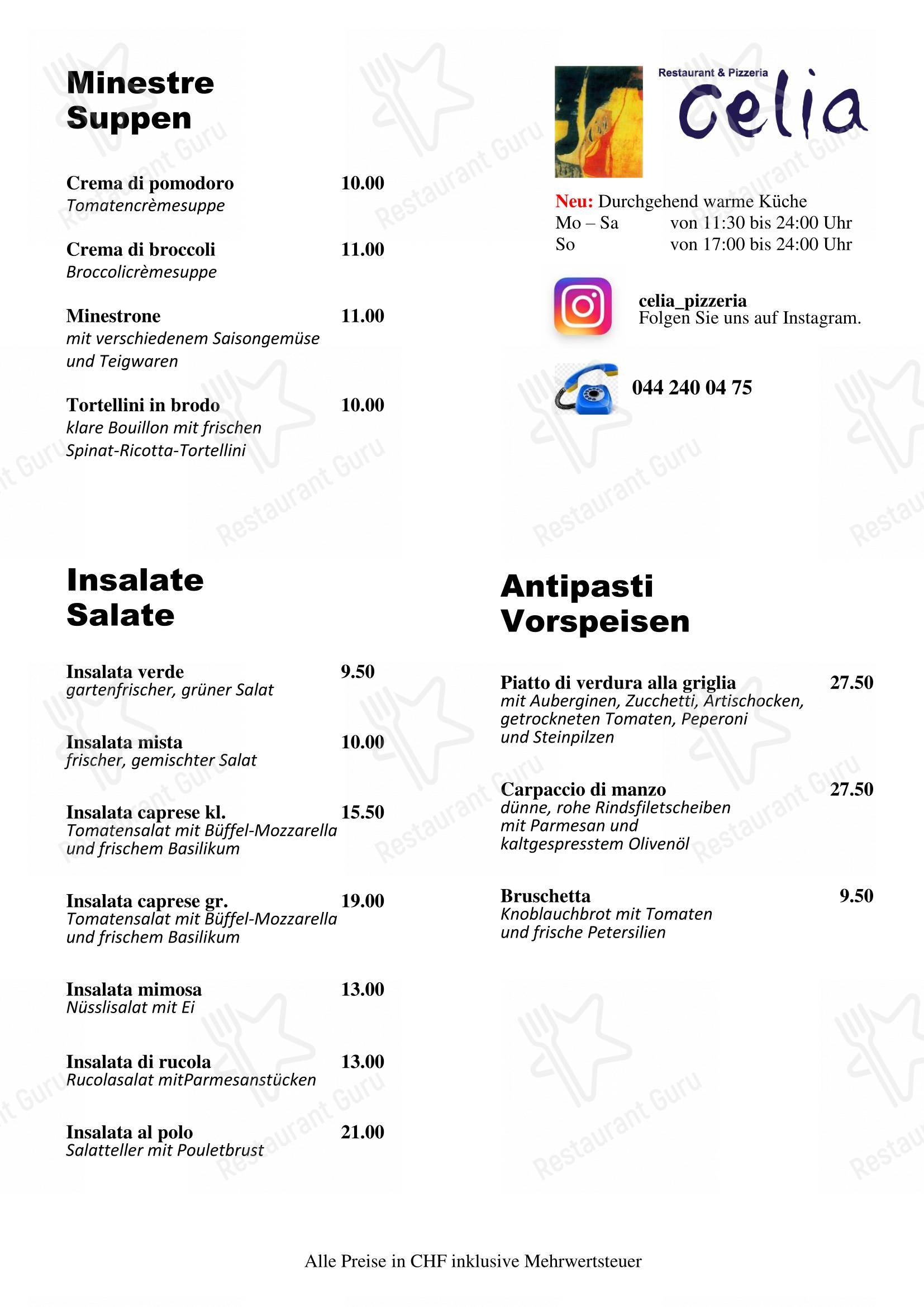 Menu di Celia - Menu