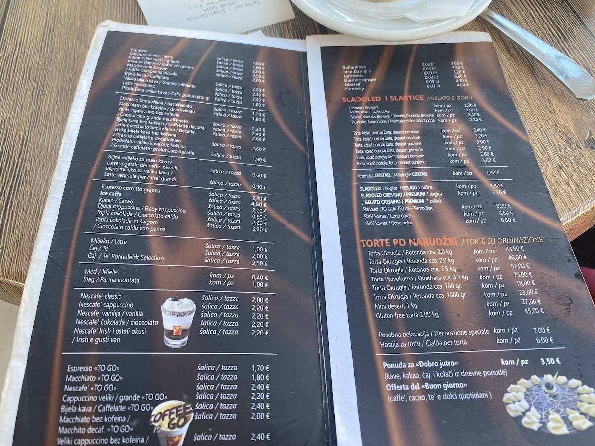 Menu di Centar caffe 