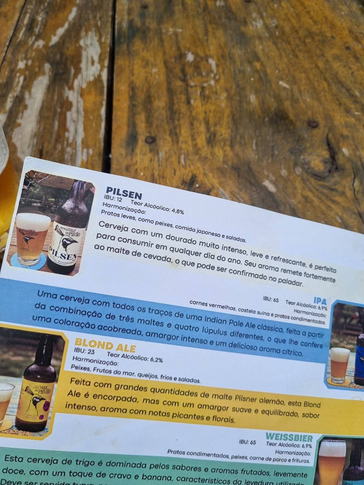 Cerveja Vale do Pavão - Choperia e Bar cardápio