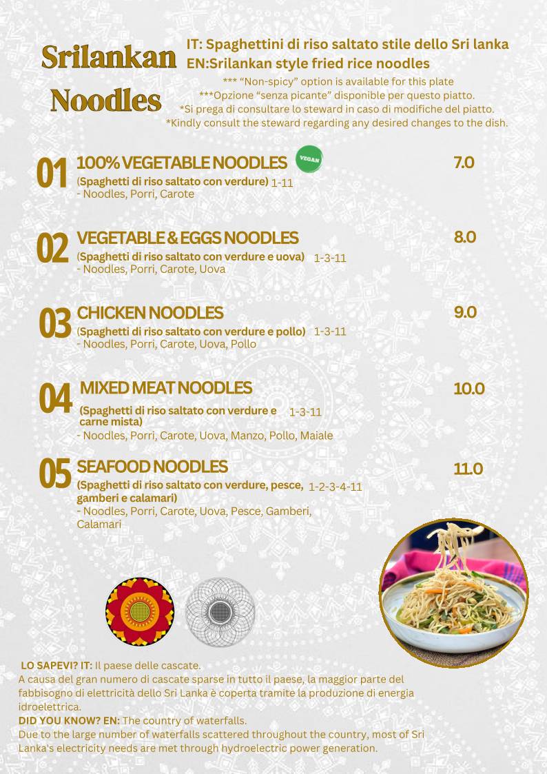Menu de Ceylon Restaurant Sri Lankan & Indian Cuisine Milano Piazza Firenze