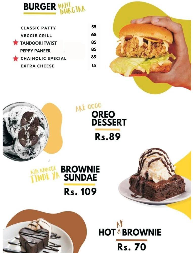 Chaiholic - best cafe in new colony menu